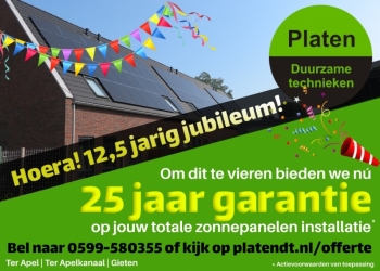 12,5 jaar jubileum voor Platen Duurzame Technieken